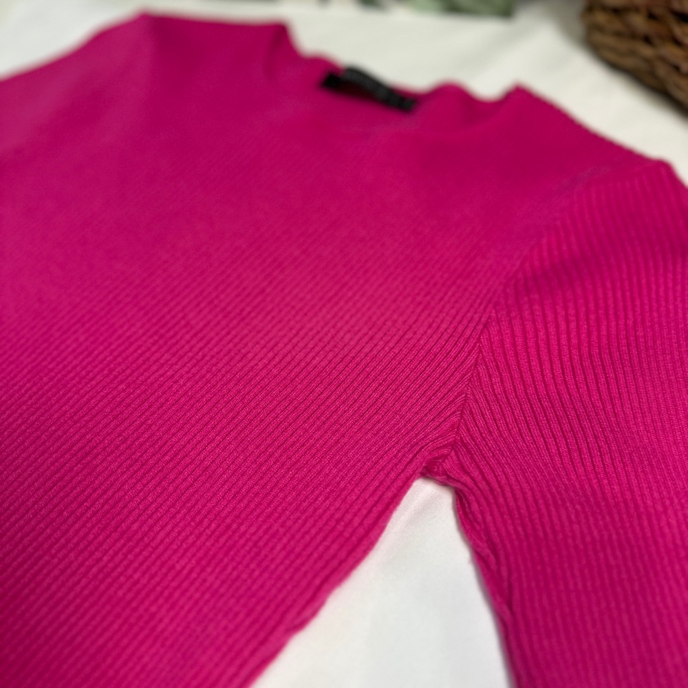 Jessica Fuchsia Ribbed Short Sleeve Top - Picture 2 of 4